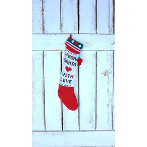 Vintage From Santa woven slouchy knit Santa Claus Christmas stocking